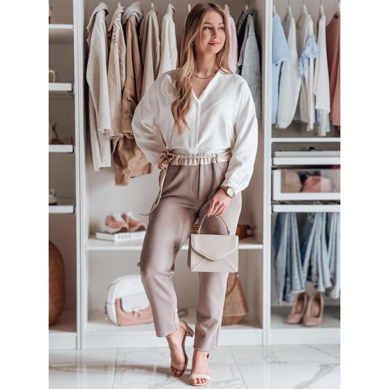 Női casual nadrág virágmintával LEGISSA, cappuccino