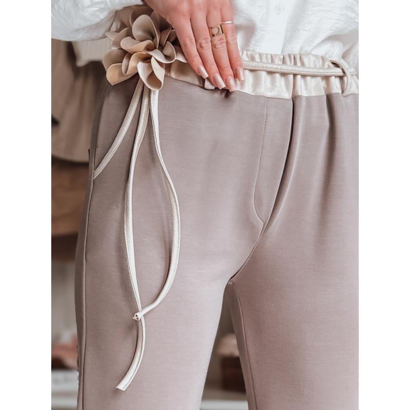 Női casual nadrág virágmintával LEGISSA, cappuccino