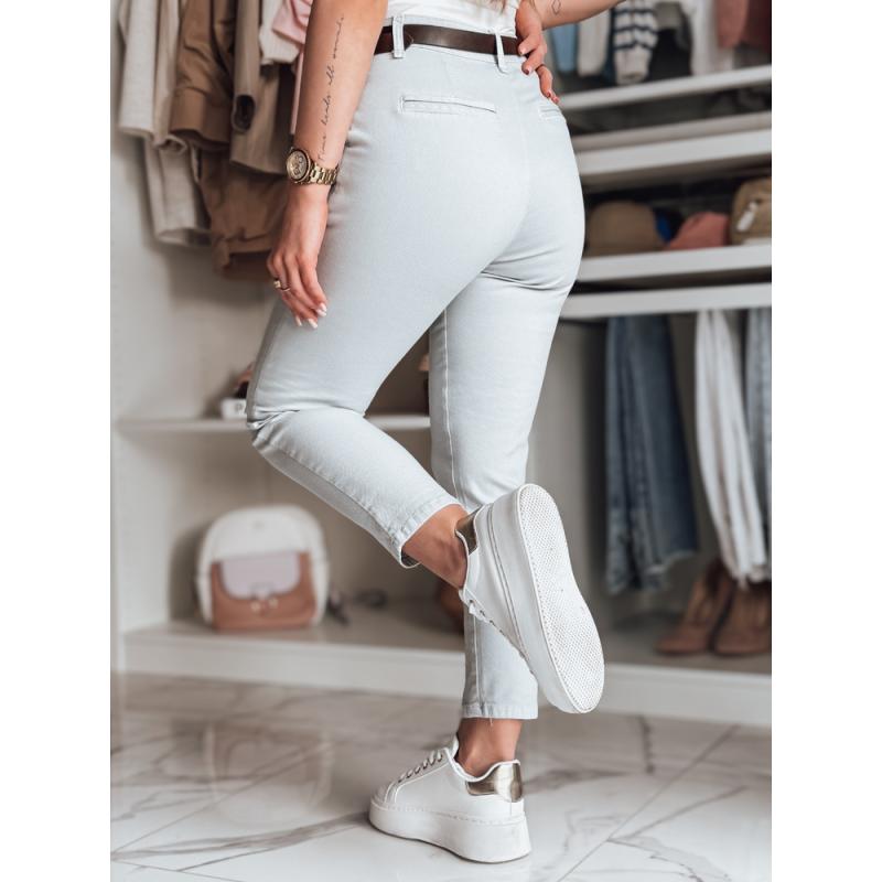 Dámské kalhoty TAIRONIK, světle šedé, se páskem