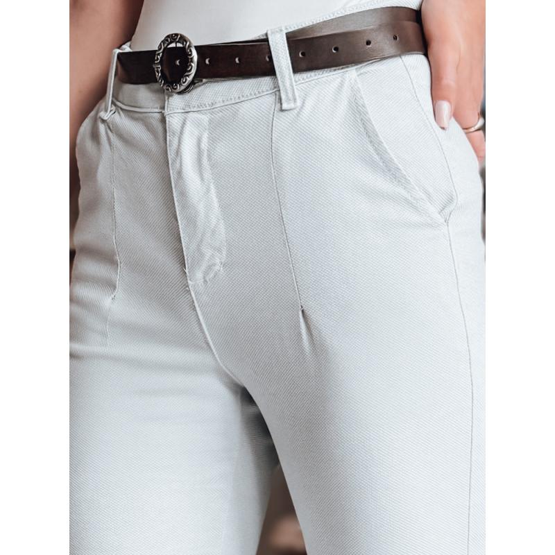 Dámské kalhoty TAIRONIK, světle šedé, se páskem