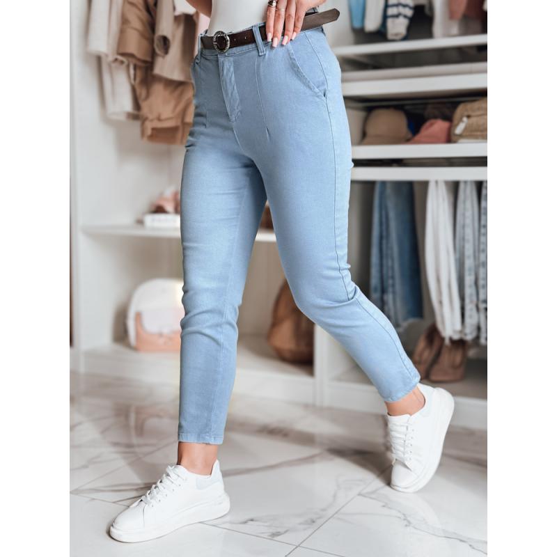Dámske nohavice slim fit s opaskom TAIRONIK modré