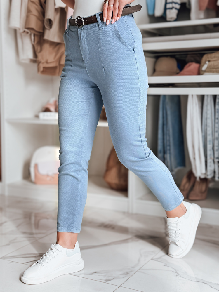 Dámske nohavice slim fit s opaskom TAIRONIK modré