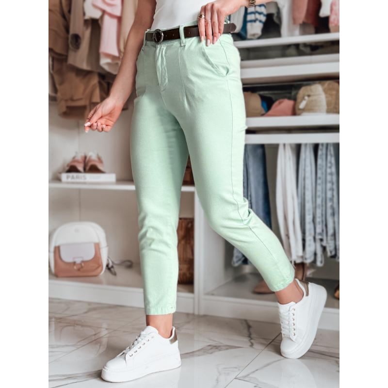 Dámske nohavice slim fit s opaskom TAIRONIK mätové