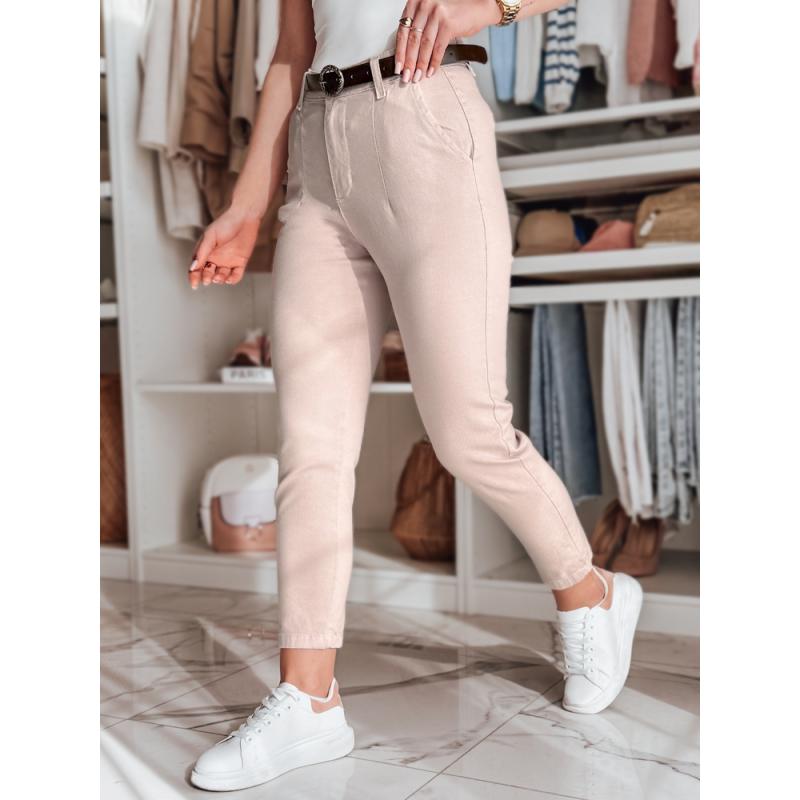 Dámske slim fit nohavice s opaskom TAIRONIK ružová