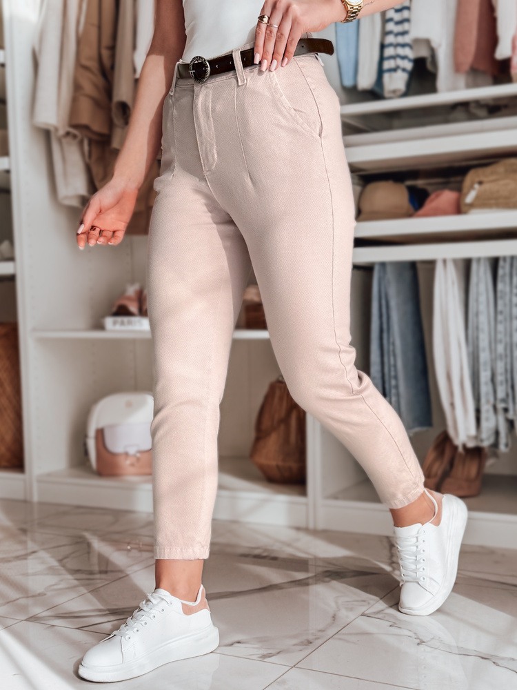 TAIRONIK női slim fit nadrág övvel, rózsaszín