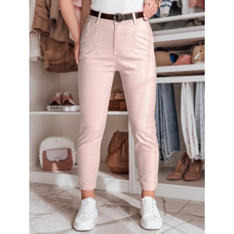 TAIRONIK női slim fit nadrág övvel, rózsaszín
