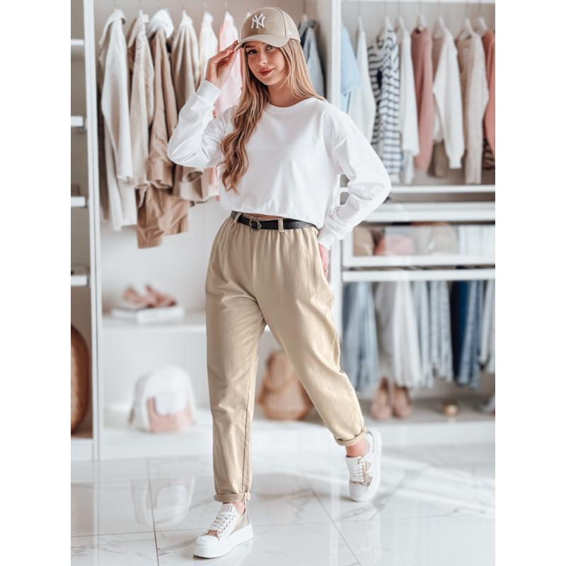 Dámské chino kalhoty s páskem TAILANDI latte