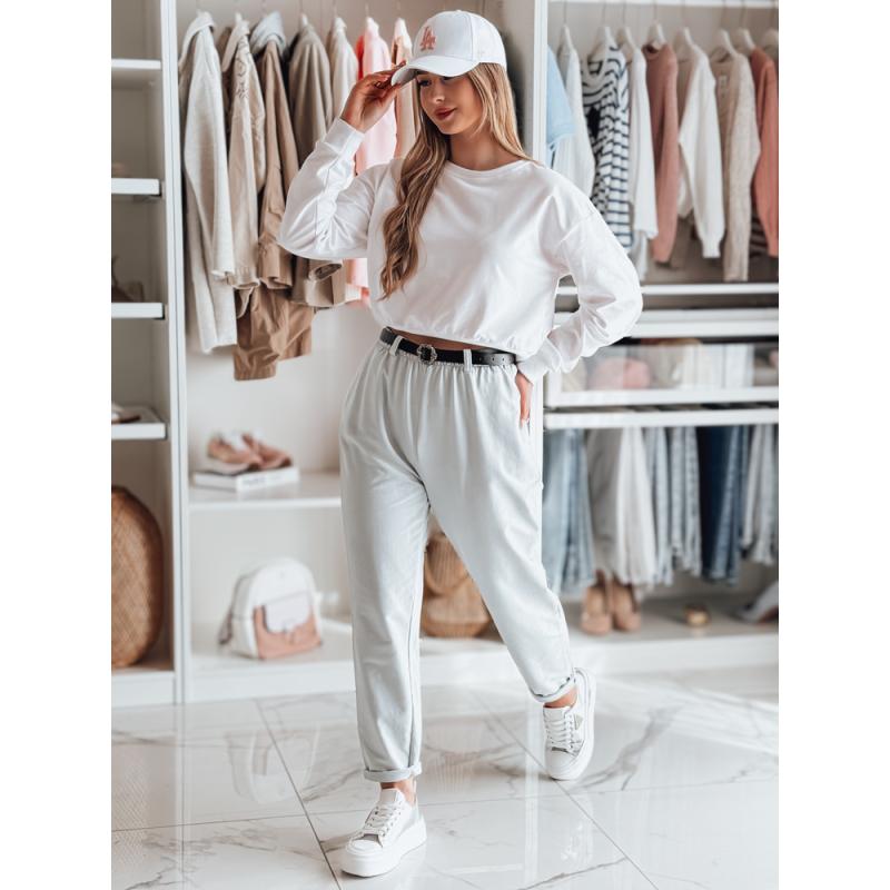 Dámské chino kalhoty s páskem TAILANDI světle šedé