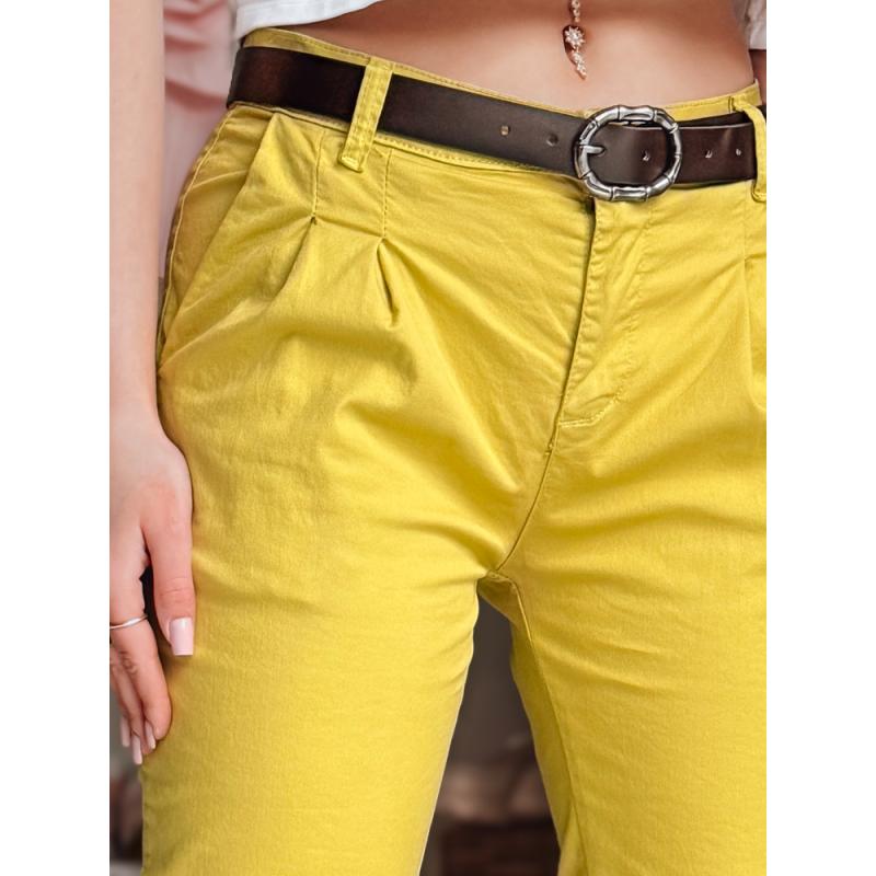 Dámské chino kalhoty s páskem MODELA hořčičné