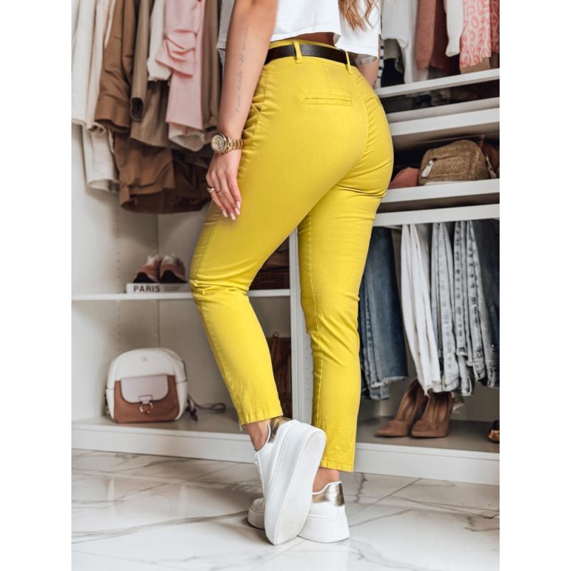 Dámské kalhoty slim fit s páskem LINESKA hořčičné