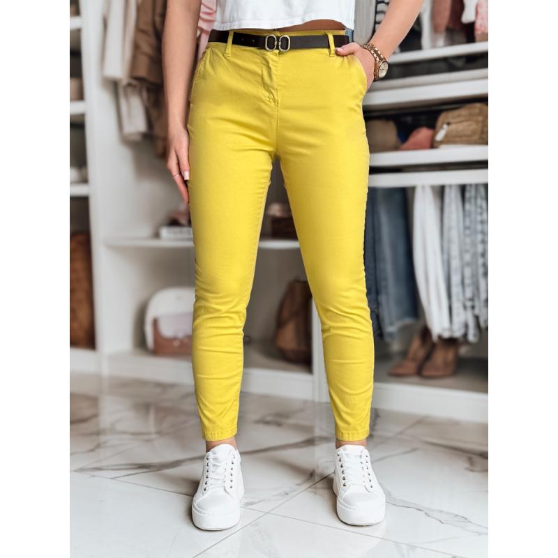 Dámské kalhoty slim fit s páskem LINESKA hořčičné