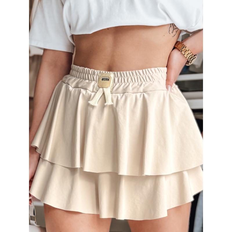 Mini sukně s volánkem FALBELA světle béžová