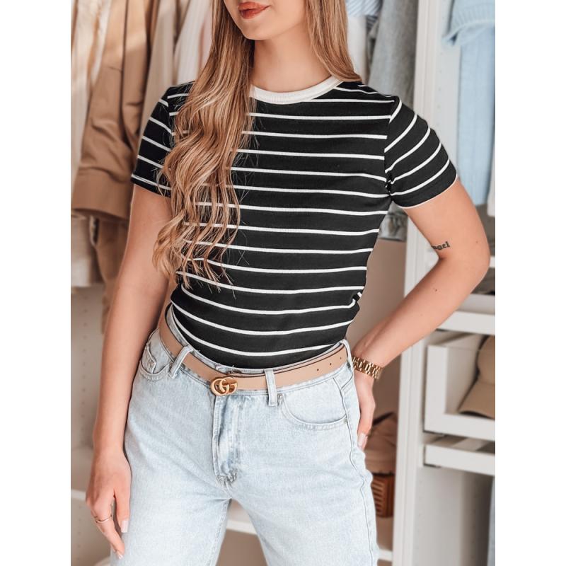 Dámské pruhované základní tričko LINESS černé