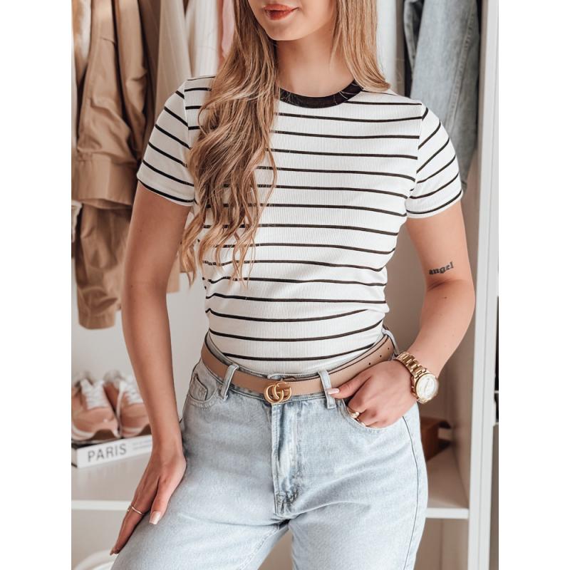 Dámské pruhované základní tričko LINESS bílé