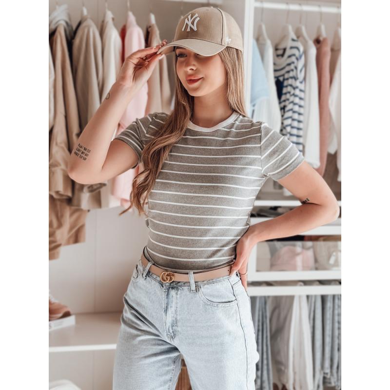 Női csíkos basic póló LINESS szürke