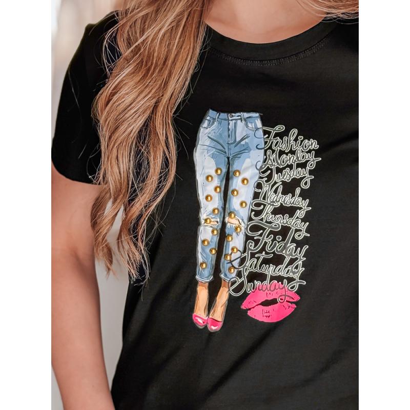 Dámské tričko s potiskem TRENDAY černé
