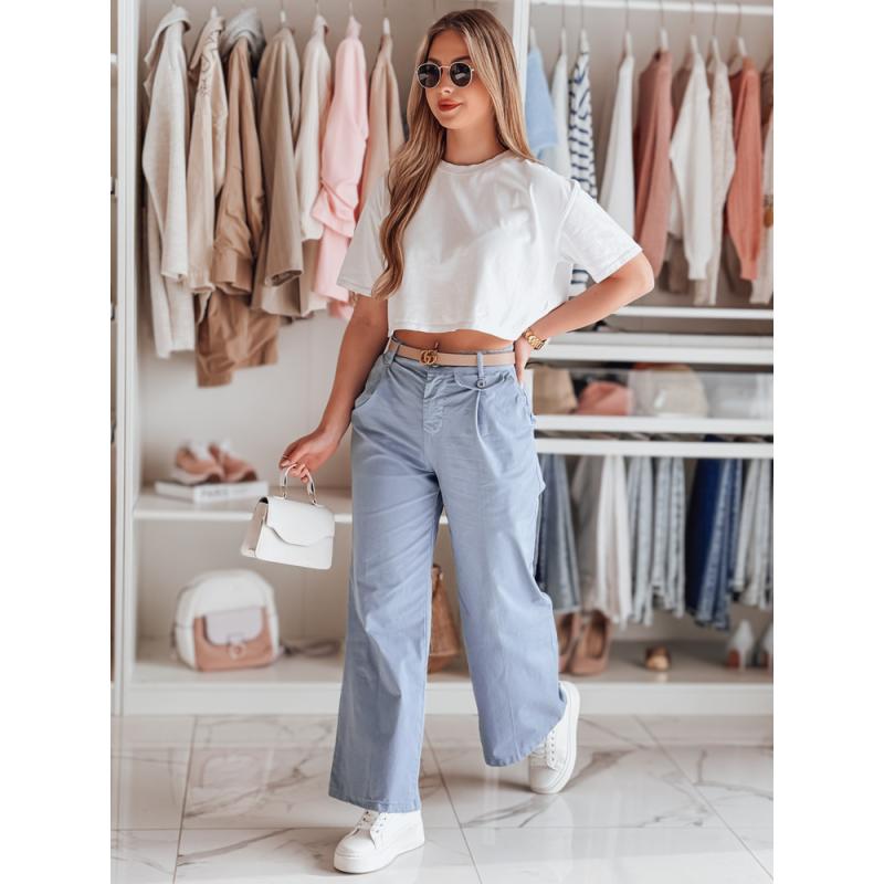 Dámské kalhoty se širokými nohavicemi MOBISKA modrá