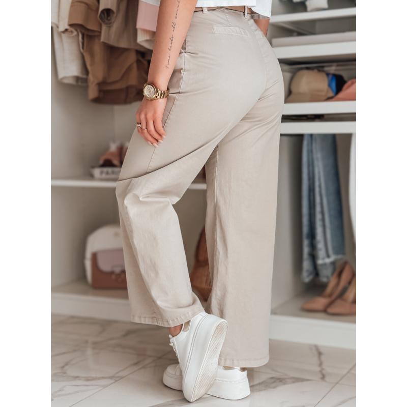 Dámské široké kalhoty MOBISKA světle béžové