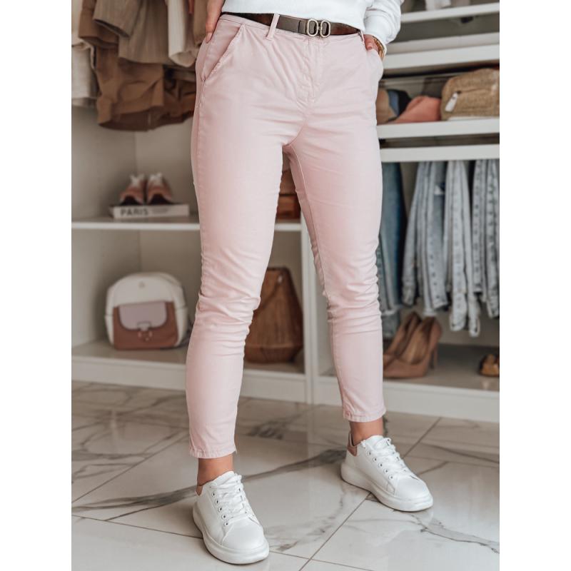 Női nadrág, karcsúsított fazonú, övvel LINESKA rózsaszín