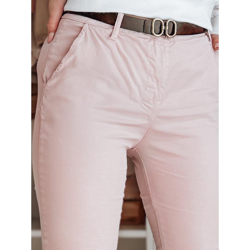 Női nadrág, karcsúsított fazonú, övvel LINESKA rózsaszín