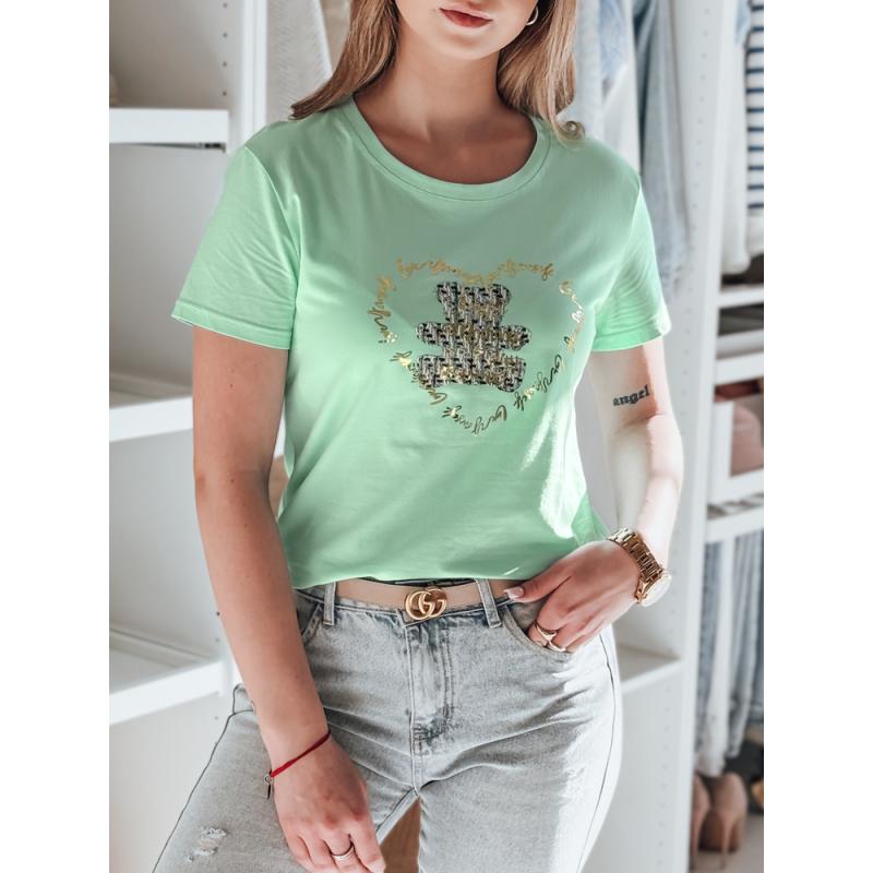 TEDDYCAP dámske tričko s potlačou medvedíka TEDDYCAP mätová