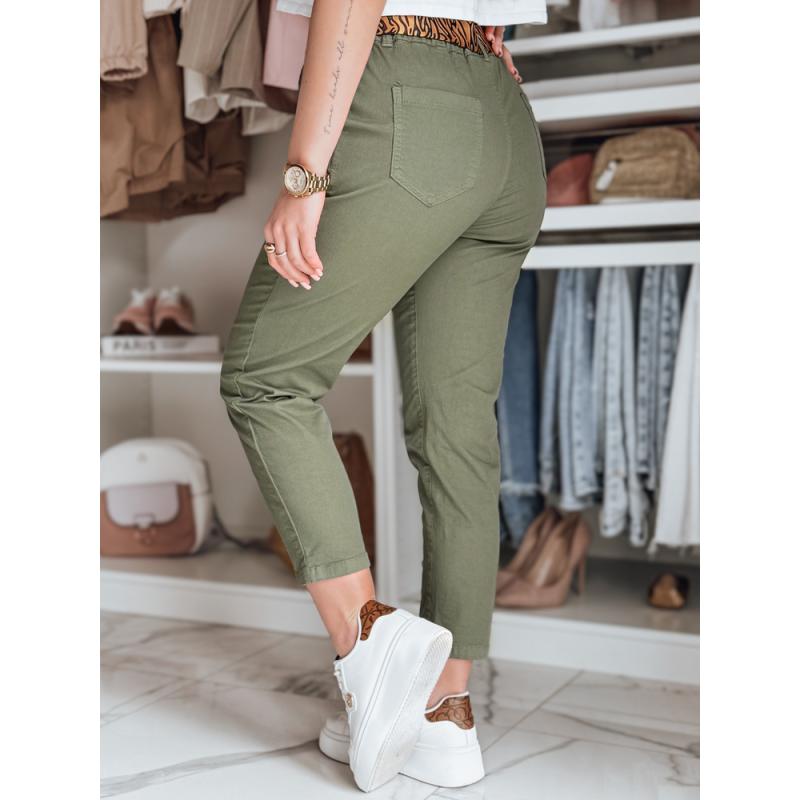 Dámské kalhoty casual s páskem MADELINA khaki