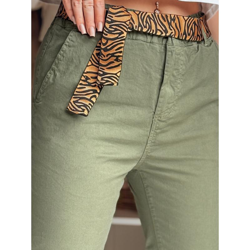 Dámské kalhoty casual s páskem MADELINA khaki