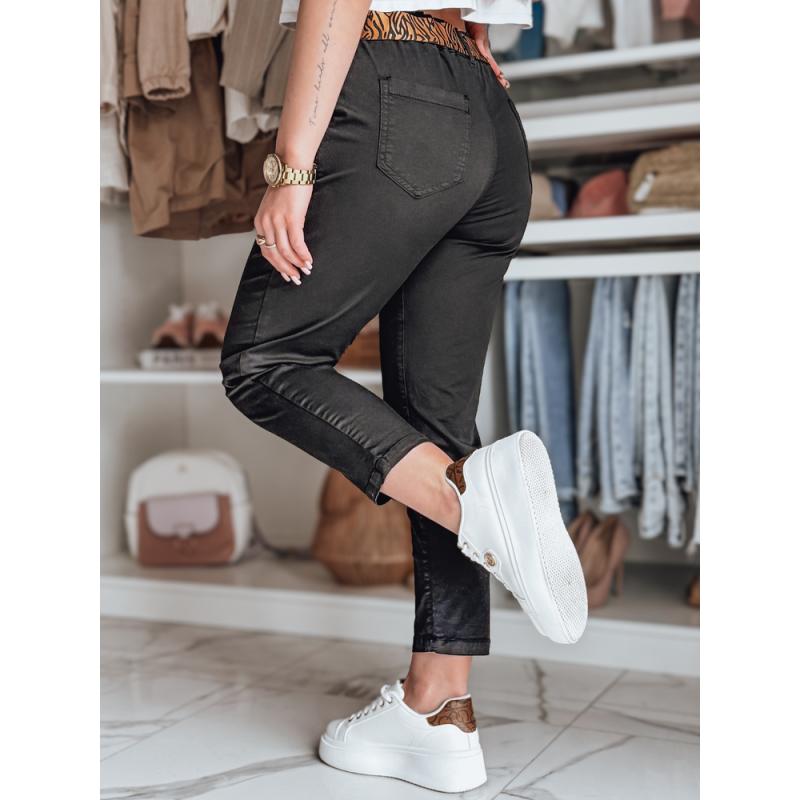 Dámské kalhoty casual s páskem MADELINA černé