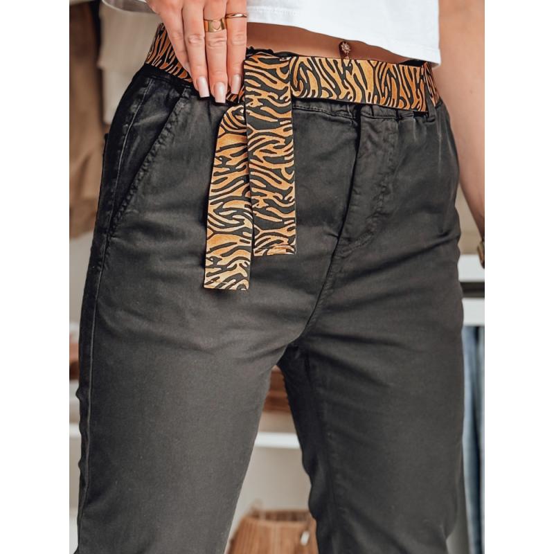 Dámské kalhoty casual s páskem MADELINA černé