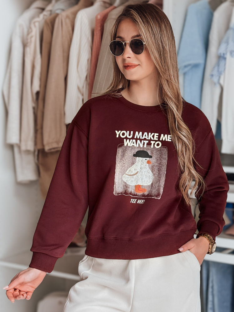 Dámska blúzka oversize s potlačou GOOSHY bordová