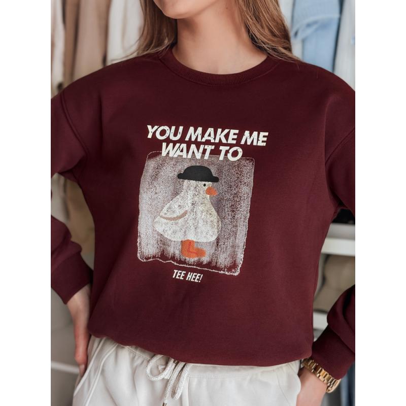 Női oversize blúz bordó GOOSHY nyomtatással