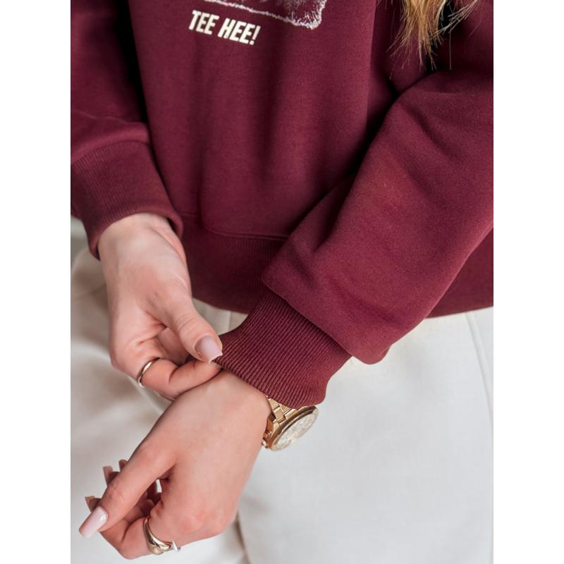 Női oversize blúz bordó GOOSHY nyomtatással