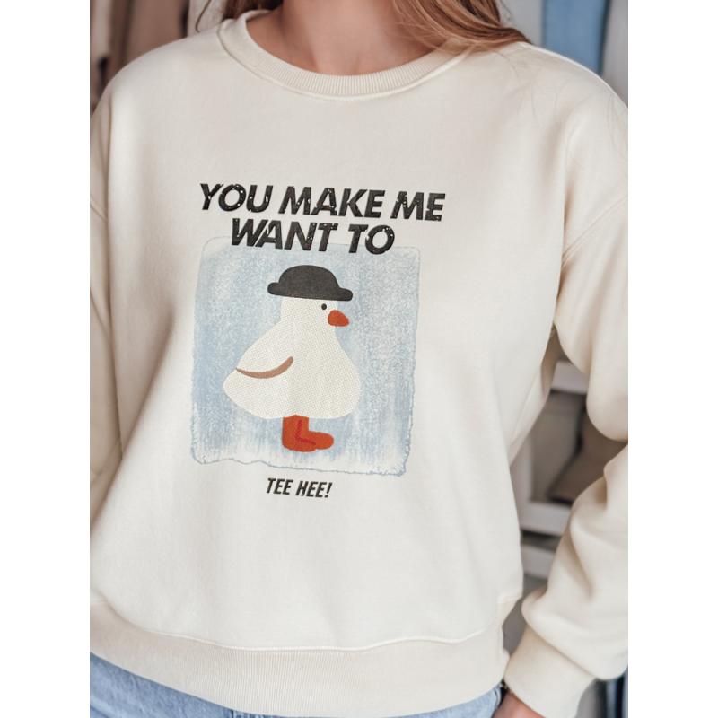 Dámská halenka oversize s potiskem GOOSHY ecru