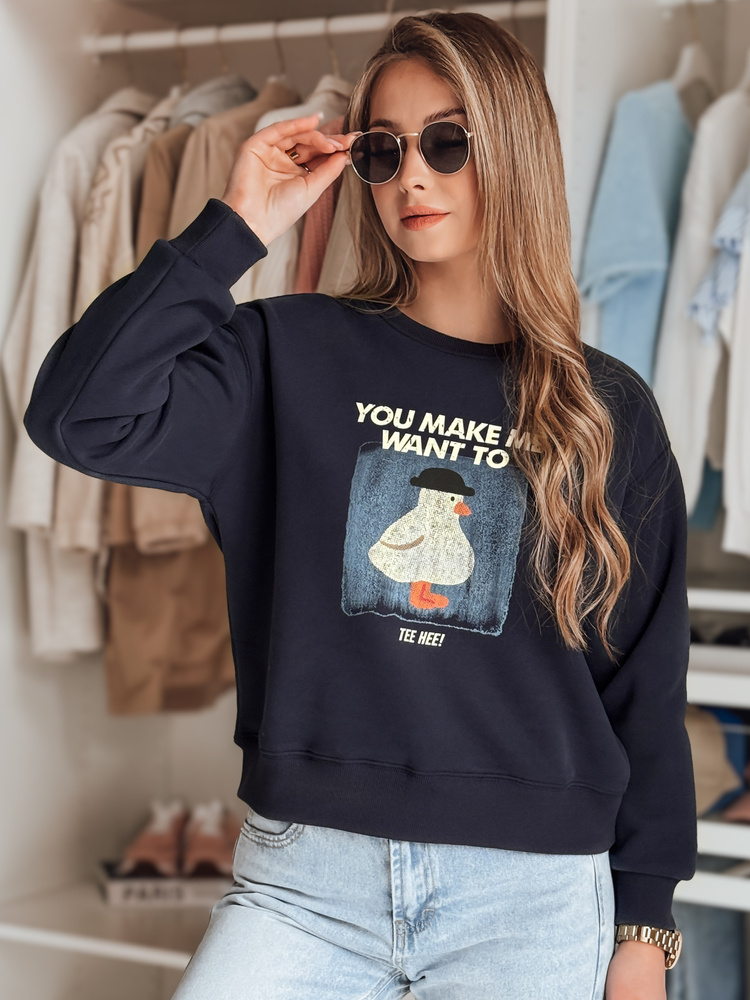 Dámska blúzka oversize s potlačou GOOSHY tmavomodrá