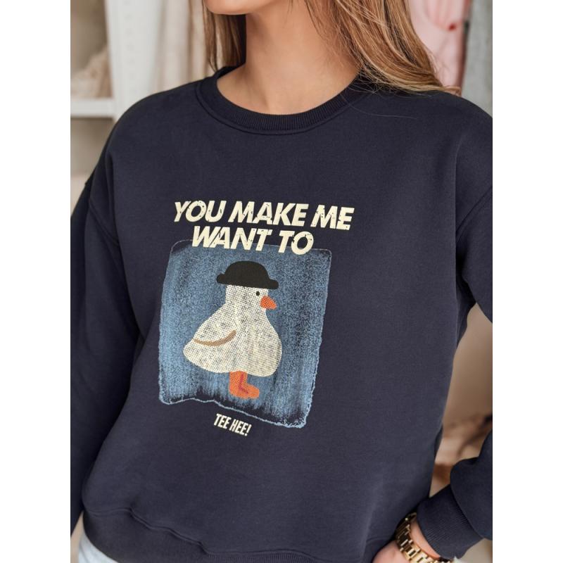 Női oversize blúz nyomtatott GOOSHY sötétkék