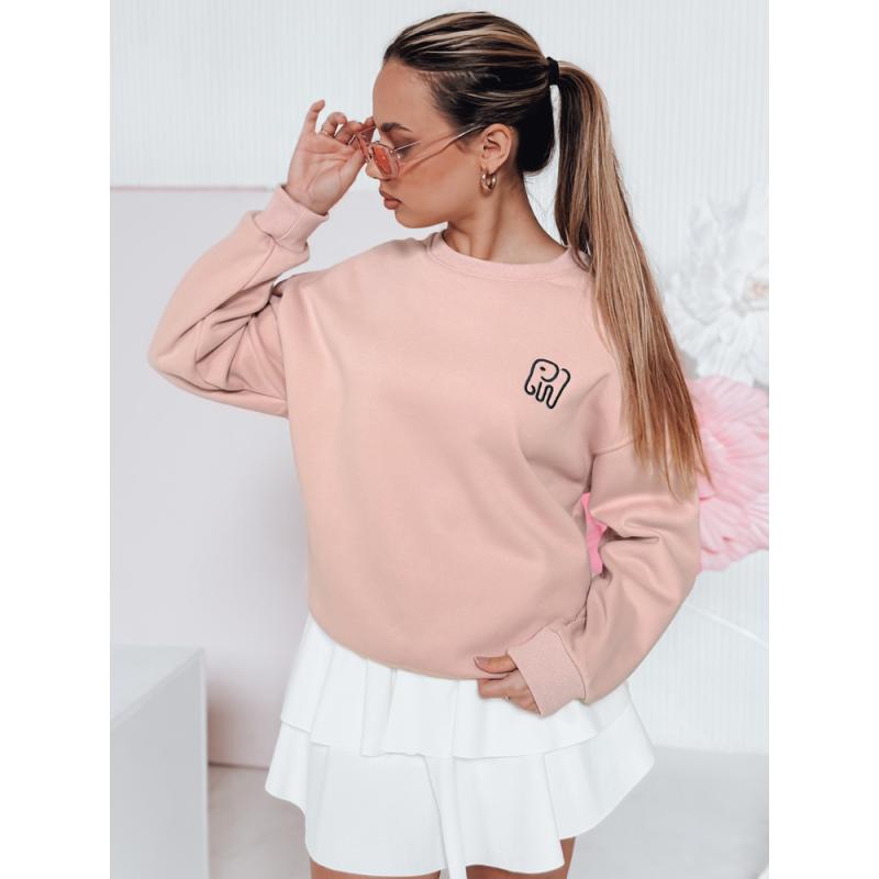 Női oversize hímzett pulóver SOFTSLON rózsaszínű