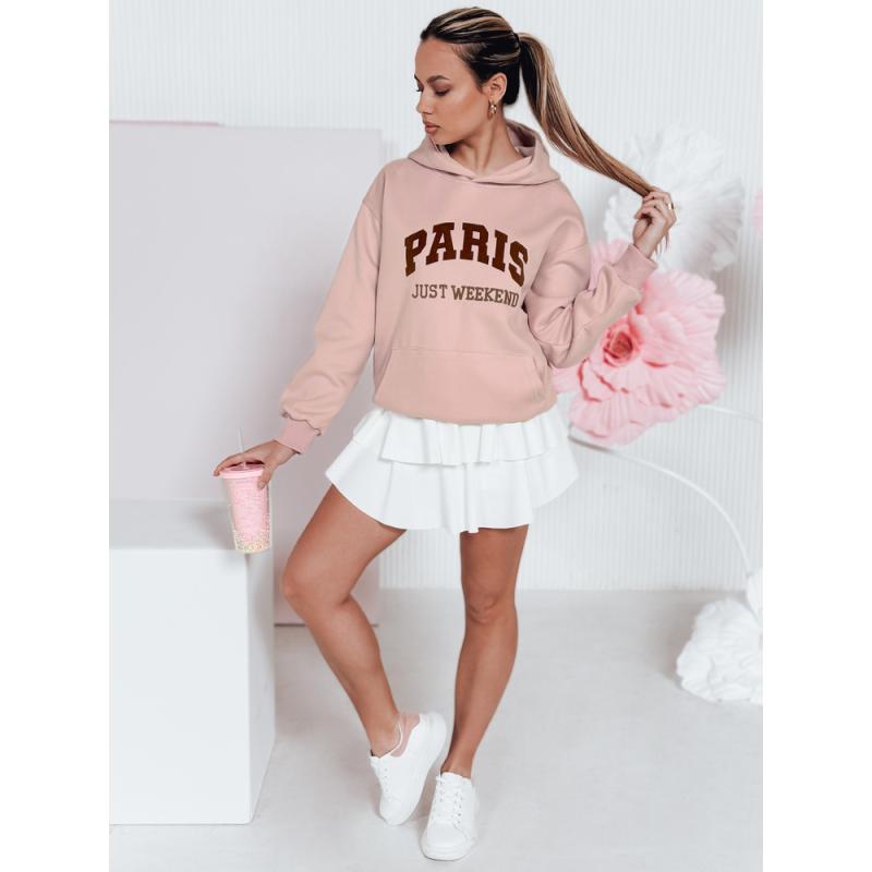 Női túlméretezett kapucnis pulóver PARISSIA rózsaszín