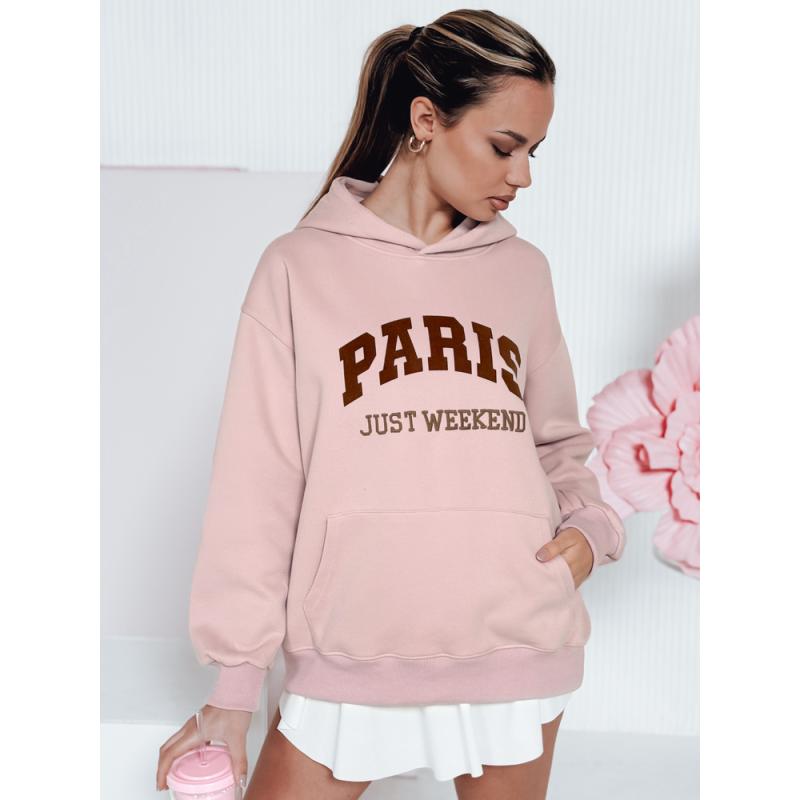 Női túlméretezett kapucnis pulóver PARISSIA rózsaszín