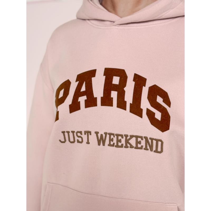 Női túlméretezett kapucnis pulóver PARISSIA rózsaszín