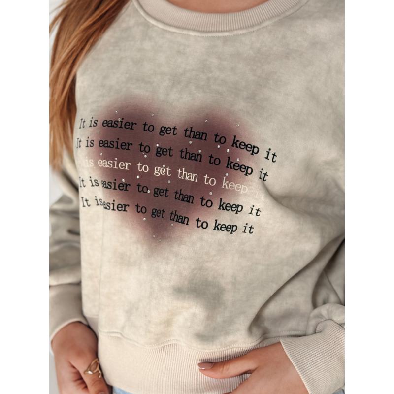 Dámská mikina oversize s kravatou a srdíčkem DESSER béžová