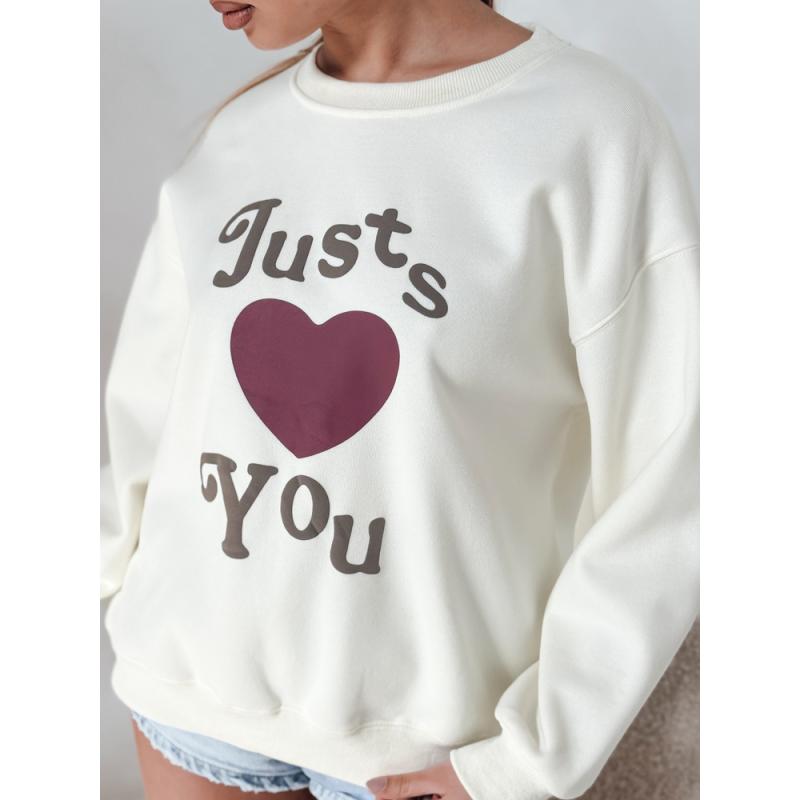 Női túlméretezett pulóver FEELME nyomtatással bézs színű