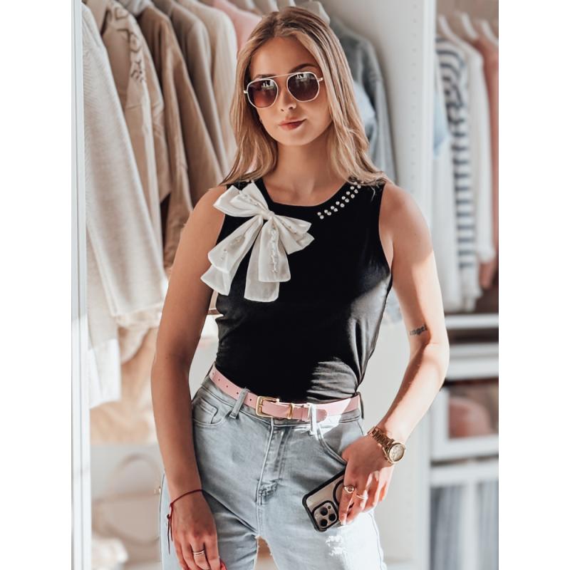 Dámské tričko bez ramínek s mašlí PERBOW černé