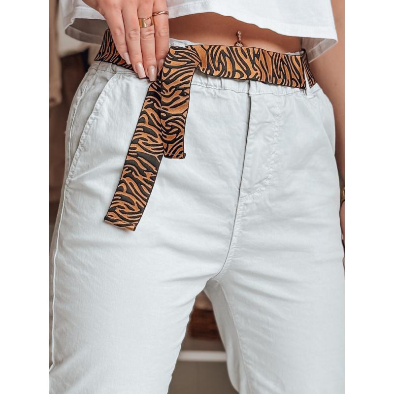 Dámské kalhoty MADELINA s páskem, světle šedé