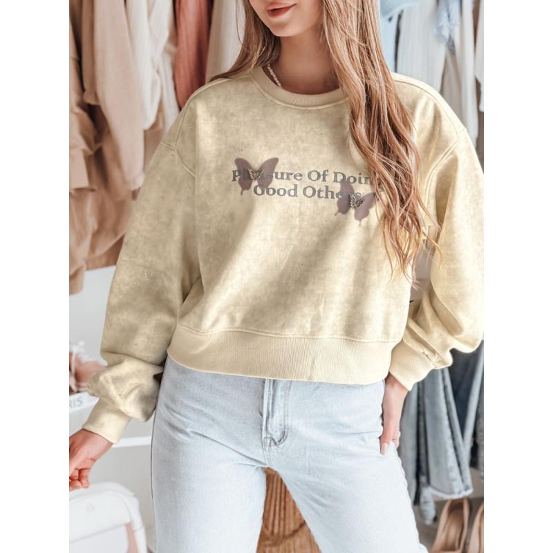 Dámská mikina nadměrné velikosti s motýly SPARKI ecru