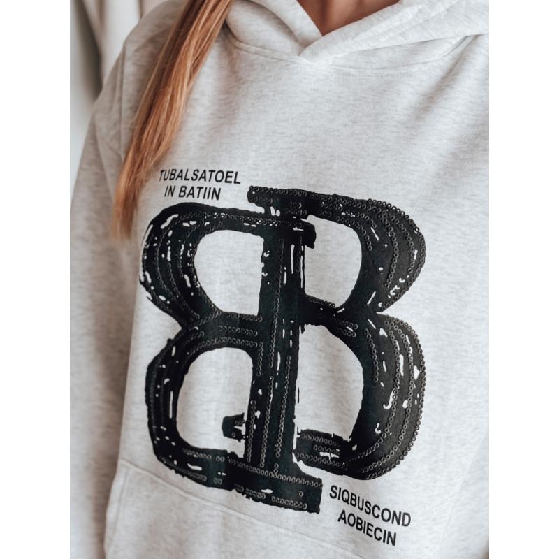 Női túlméretezett kapucnis pulóver LITESSO szürke