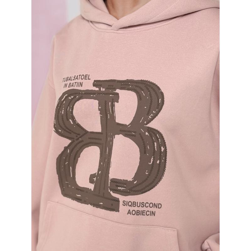 Női oversize kapucnis pulóver LITESSO rózsaszín