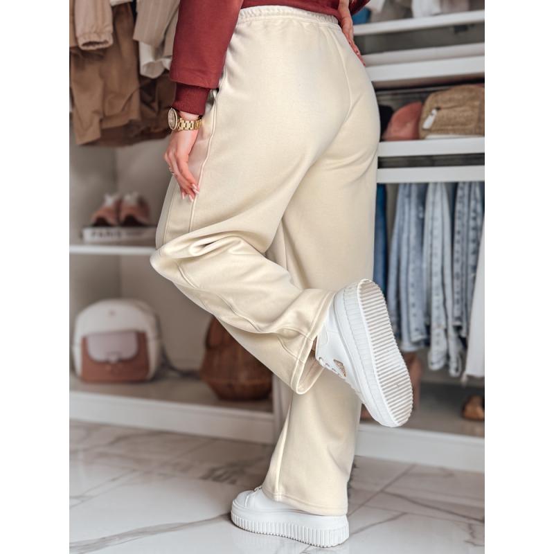 Dámské tepláky se širokými nohavicemi DRESMOOD béžové