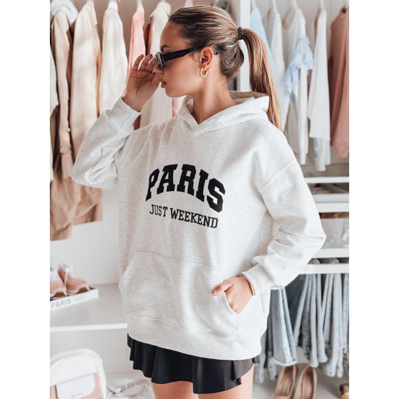 Női túlméretezett kapucnis pulóver kapucnival PARISSIA szürke