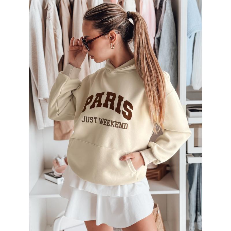 Dámská mikina nadměrné velikosti s kapucí PARISSIA béžová