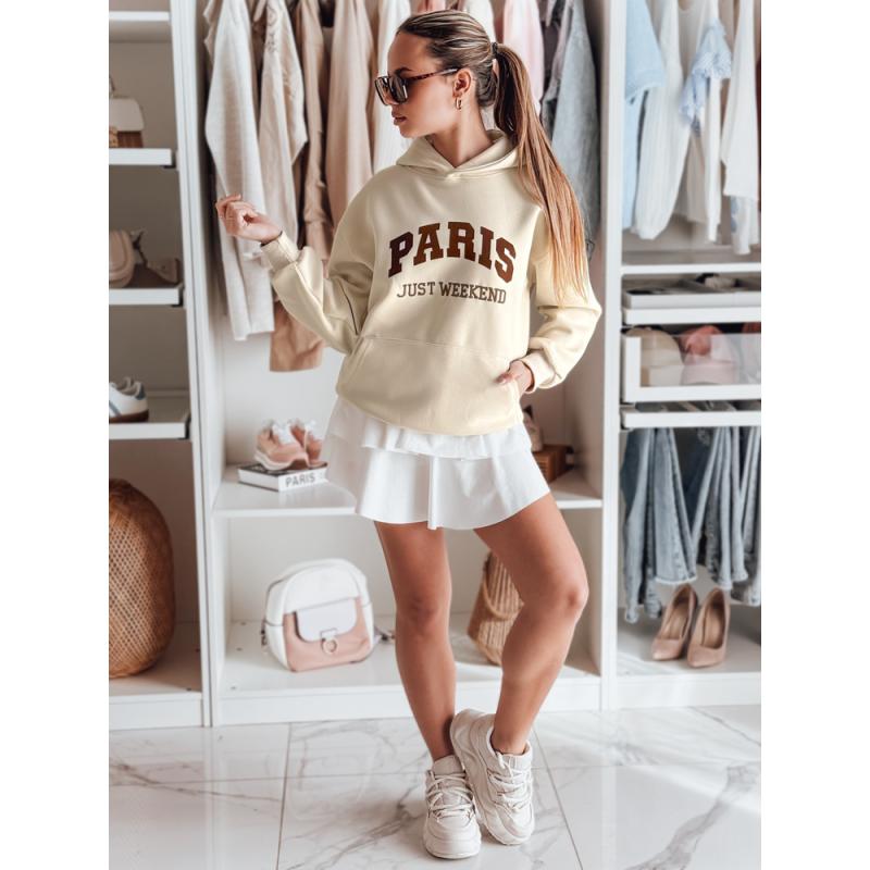 Dámská mikina nadměrné velikosti s kapucí PARISSIA béžová